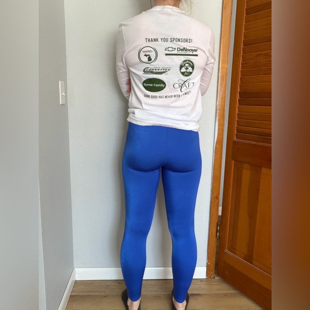 Shiny Royal Blue PINK Leggings